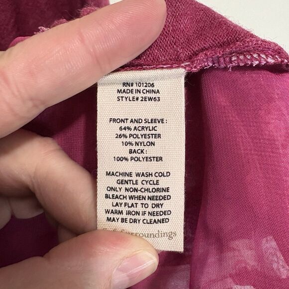 Soft Surroundings Pattern Paisley Back Open Cardigan Sweater in Pink Size XL - Picture 8 of 10